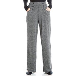 NWT Max Studio Women's Sailor Wide Leg Pant in Black/Charcoal Houndstooth, L
